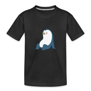 Le pingouin et le ciel nocturne Antarctique - T-shirt bio Premium Enfant - noir - Devant