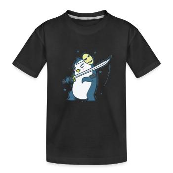 Pingouin avec masque et épée Antarctique - T-shirt bio Premium Enfant - noir - Devant