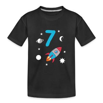 Fusée et espace pour le 7e anniversaire - T-shirt bio Premium Enfant - noir - Devant