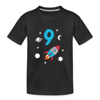 Fusée et espace du 9e anniversaire - T-shirt bio Premium Enfant - noir - Devant