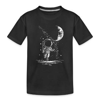 Astronaut in Unendlichkeit mit Mond - Kinder Premium Bio T-Shirt - Schwarz - Vorne