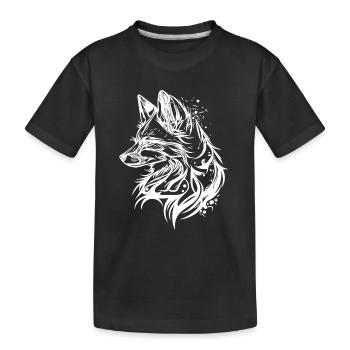 Eleganter Fuchs in Tribal Tattoo Tinte - Kinder Premium Bio T-Shirt - Schwarz - Vorne