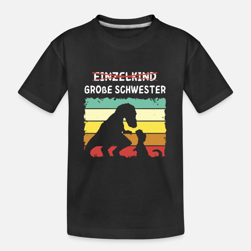 Einzelkind große Schwester Dino - Kinder Premium Bio T-Shirt - Schwarz