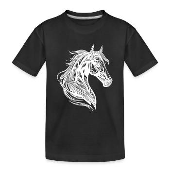 Portrait de jument avec crinière élégante dans le vent - T-shirt bio Premium Enfant - noir - Devant
