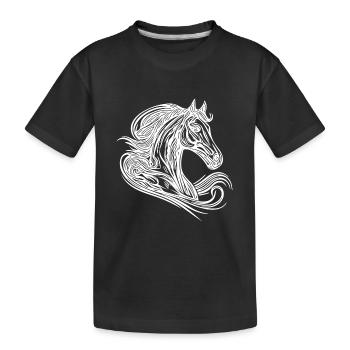 Portrait d’étalon avec une crinière élégante dans le vent - T-shirt bio Premium Enfant - noir - Devant