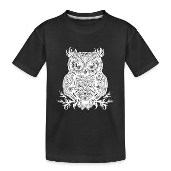 Hibou vintage avec de grands yeux - T-shirt bio Premium Enfant - noir - Devant