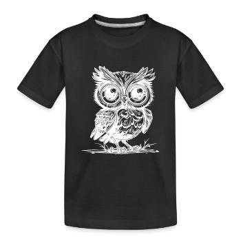 Hibou des forêts aux grands yeux - T-shirt bio Premium Enfant - noir - Devant