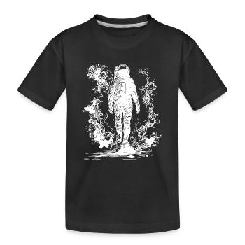 Astronaute d’époque marchant au clair de lune dans le brouillard - T-shirt bio Premium Enfant - noir - Devant