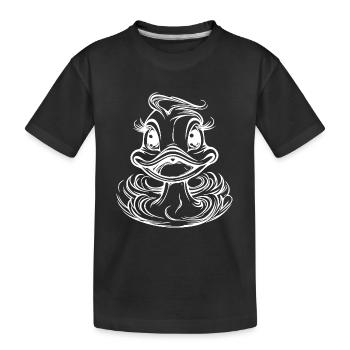 Lustige Ente mit großen Augen und Schnabel - Kinder Premium Bio T-Shirt - Schwarz - Vorne