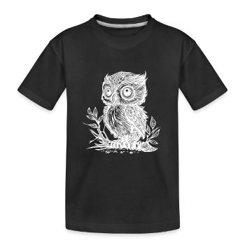 Süsser kleiner vintager Kautz auf einem Ast - Kinder Premium Bio T-Shirt - Schwarz - Vorne