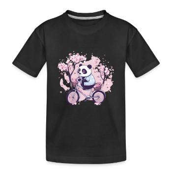 Happy Cyclist Mountain Bike Cyclist - Kids' Premium Organic T-Shirt - black - Front
