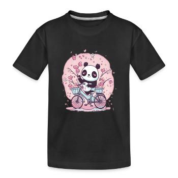 Animal Lovers Bicycle Panda World Bicycle Day - Kids' Premium Organic T-Shirt - black - Front