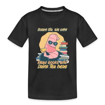 Librarian Book and Tea Lover Bookworm - Kids' Premium Organic T-Shirt - black - Front