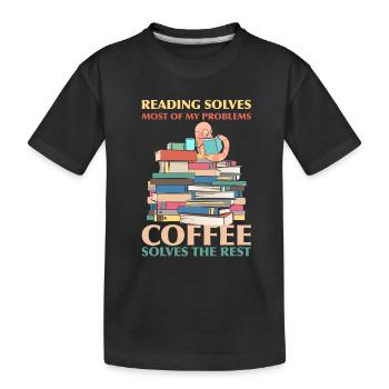 Bookworm Lustiger Kaffee Liebhaber Bibliothekar - Kinder Premium Bio T-Shirt - Schwarz - Vorne
