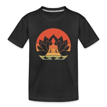 Retro Lotus Meditation Asana Yoga Teacher - Kids' Premium Organic T-Shirt - black - Front