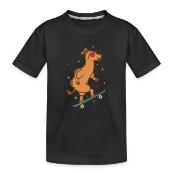 Camel on the skateboard dromedary - Kids' Premium Organic T-Shirt - black - Front