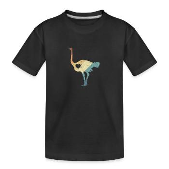 Strauß Vogel Tier in der Savanne - Kinder Premium Bio T-Shirt - Schwarz - Vorne