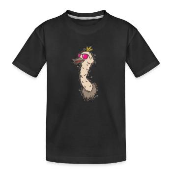cooler Strauß mit Sonnenbrille Laufvogel - Kinder Premium Bio T-Shirt - Schwarz - Vorne