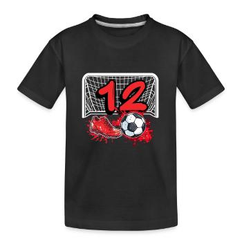 12. Geburtstag Fußball - Kinder Premium Bio T-Shirt - Schwarz - Vorne