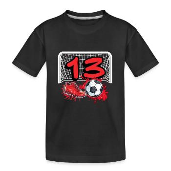 13th Birthday Football - Kids' Premium Organic T-Shirt - black - Front
