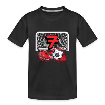 7. Geburtstag Fußball - Kinder Premium Bio T-Shirt - Schwarz - Vorne
