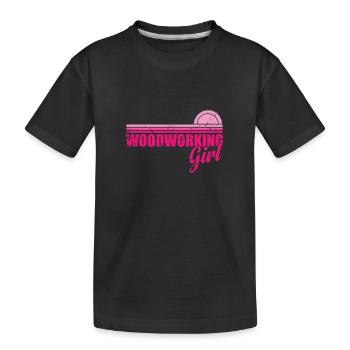 Woodworking Girl Forestry Worker - Kids' Premium Organic T-Shirt - black - Front