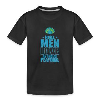 Les vrais hommes aiment les paons indiens Plumage des oiseaux - T-shirt bio Premium Enfant - noir - Devant
