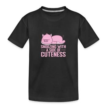 Snoozing with a Side of Cuteness Pajamas - Kids' Premium Organic T-Shirt - black - Front