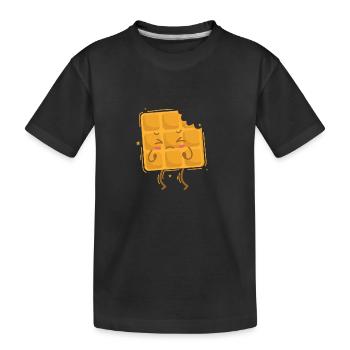 angegessene Waffel Teig Gebäck Snack - Kinder Premium Bio T-Shirt - Schwarz - Vorne