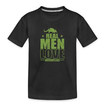 Les vrais hommes aiment les tatous du désert de mammifères - T-shirt bio Premium Enfant - noir - Devant
