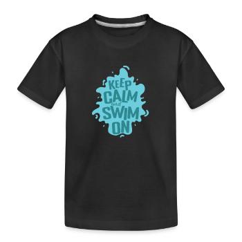 Keep Calm and Swim on Sport Training - Kinder Premium Bio T-Shirt - Schwarz - Vorne