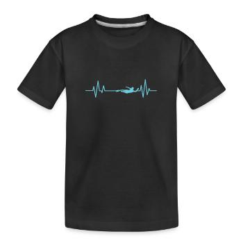 Herzschlaglinie Schwimmen Sport - Kinder Premium Bio T-Shirt - Schwarz - Vorne