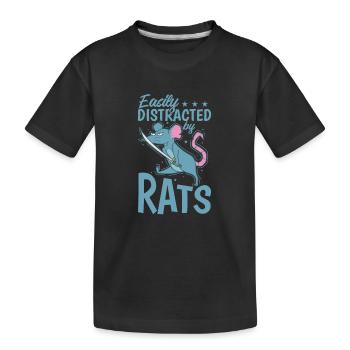 Easily Distracted by Rats Rodent - Kids' Premium Organic T-Shirt - black - Front