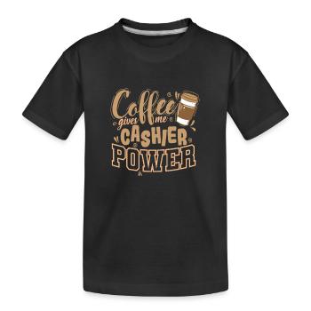 Coffee Gives Me Cashier Power Seller - Kids' Premium Organic T-Shirt - black - Front