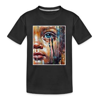 Abstract Sad Girl Unhappy People - Kids' Premium Organic T-Shirt - black - Front