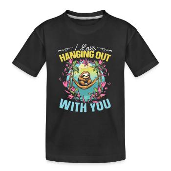 Valentine's Day Gift February 14 Cute Sloth - Kids' Premium Organic T-Shirt - black - Front
