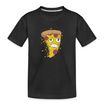 La pizza, le salami et le fromage ont peur - T-shirt bio Premium Enfant - noir - Devant
