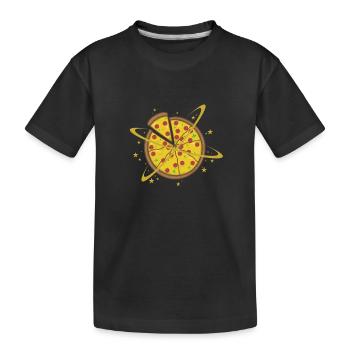 Pizza geschnitten italienisch Käse Salami - Kinder Premium Bio T-Shirt - Schwarz - Vorne