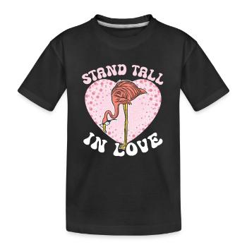 14. Februar Valentinstag-Geschenk Süsser Flamingo - Kinder Premium Bio T-Shirt - Schwarz - Vorne