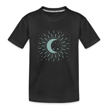Moon and starlet night sky crater - Kids' Premium Organic T-Shirt - black - Front