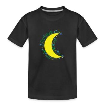 Mond Blumen unendlicher Nachthimmel - Kinder Premium Bio T-Shirt - Schwarz - Vorne