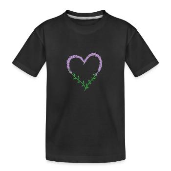 Herz aus Lavendel Pflanze Garten Duft - Kinder Premium Bio T-Shirt - Schwarz - Vorne