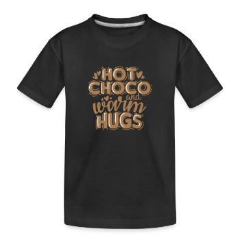 Hot Choco and warm Hugs Süßigkeit - Kinder Premium Bio T-Shirt - Schwarz - Vorne