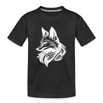 Eleganter schlauer Fuchs in Tattoo Tinte - Kinder Premium Bio T-Shirt - Schwarz - Vorne