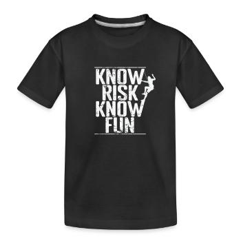 Know Risk Know Fun Bouldering - Kids' Premium Organic T-Shirt - black - Front