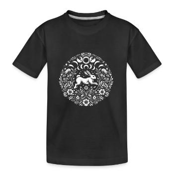 Easter Ostara Eostre Pagan Spring Hare - Kids' Premium Organic T-Shirt - black - Front