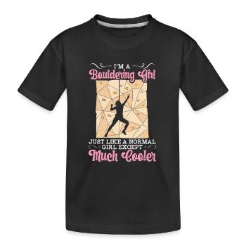Boulder Mädchen Bouldern Klettern Geschenk - Kinder Premium Bio T-Shirt - Schwarz - Vorne