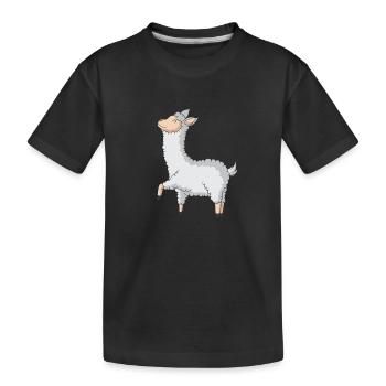 fröhliches, entspanntes Lama - Kinder Premium Bio T-Shirt - Schwarz - Vorne