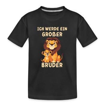 Ich werde ein großer Bruder Löwe - Kinder Premium Bio T-Shirt - Schwarz - Vorne