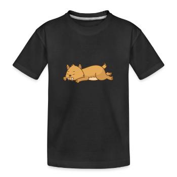 Saber-toothed tiger sleeping wildcat predator - Kids' Premium Organic T-Shirt - black - Front